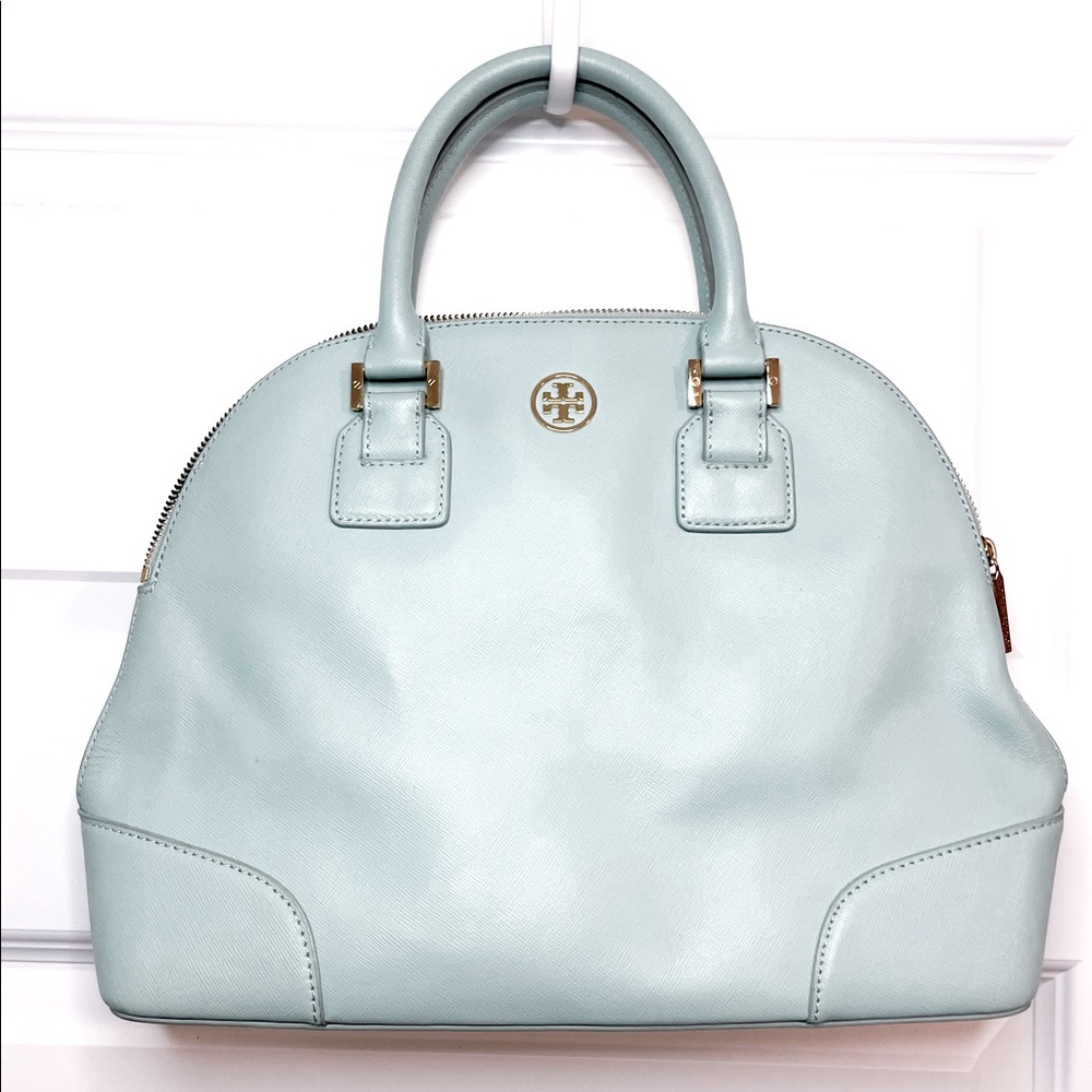 Tory Burch Robinson Dome Mint Green Leather Satchel